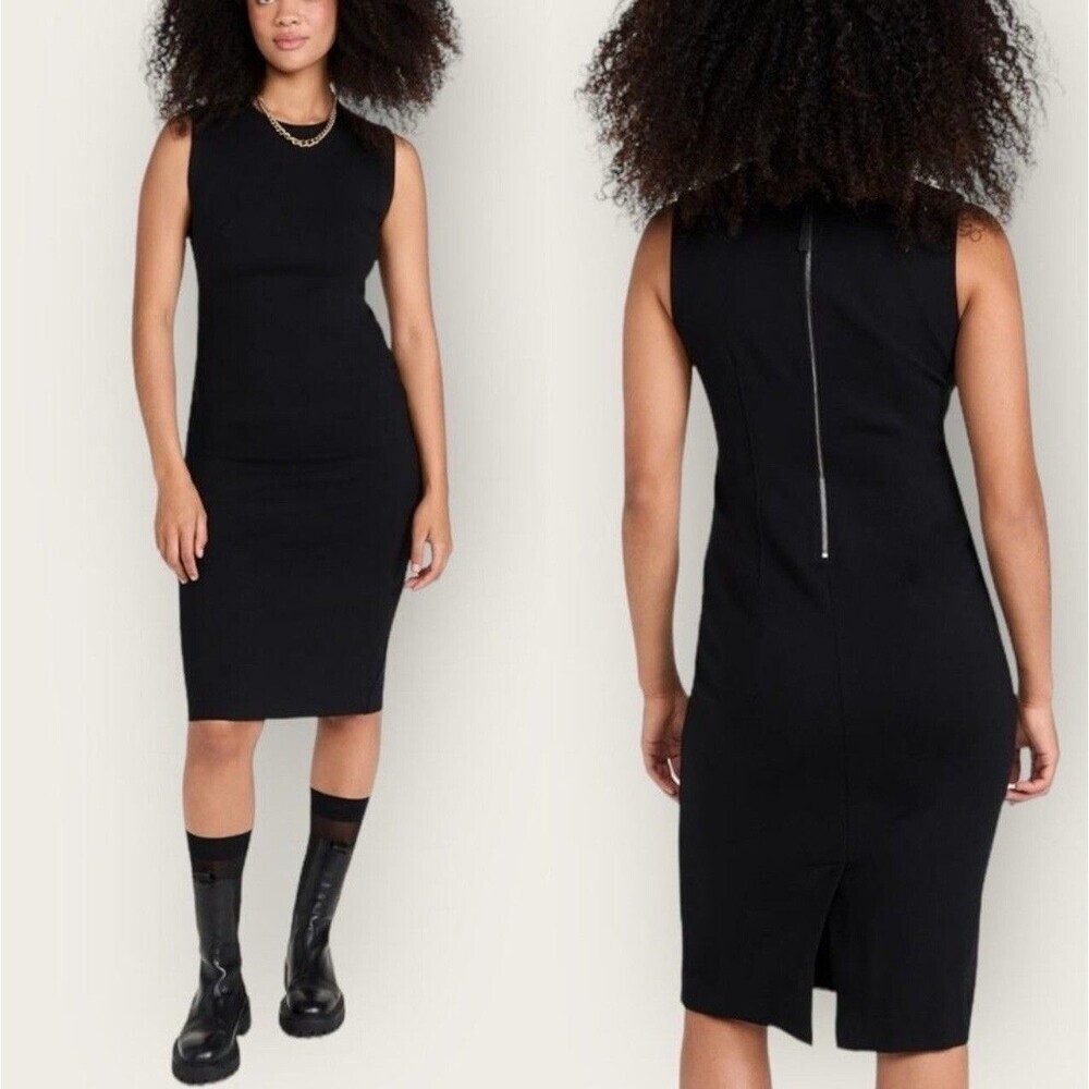 Spanx The Perfect Sheath Fitted Black Sleeveless Dress Size XL Stretch
